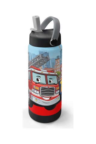 Coral High Kırmızı İtfaiye Desenli Katlanır Ağızlıklı Çelik Termos 650 Ml 38345 Kırmızı
