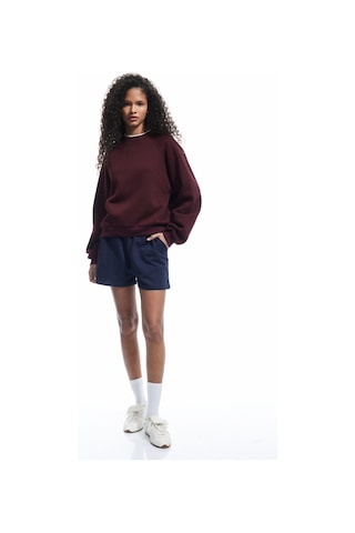 Koton Üç İplik Şardonlu Dikiş Detaylı Bisiklet Yaka Oversize Sweatshirt Bordo 6wal10225ık Bordo
