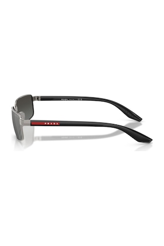 Prada Ps B54s 5av41a 59 Linea Rossa Erkek Dikdörtgen Gri Aynalı Metal Güneş Gözlüğü