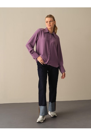 Xint Mor Oversize Vatkalı Gömlek 750978