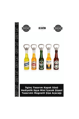İlginç Tasarım Kapak Süsü Hediyelik Eşya Mini İçecek Şişesi Tasarımlı Magnetli Şişe Açacağı Çok Renkli