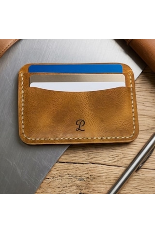 Parla Leather Simona El Yapımı Hakiki Deri Kart Cüzdan Taba - Kahverengi