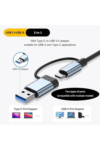 Usb 8'i 1 Arada Hub 3.0 Usb C Hub Dock İstasyonu Yüksek Hızlı İletim Usb 8in1 Hub Usb Ac
