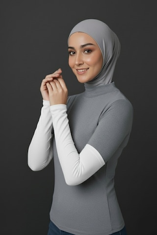 Sonbaharmoda Kadın Tesettür Likralı Esnek Düz Penye Kolluk Beyaz