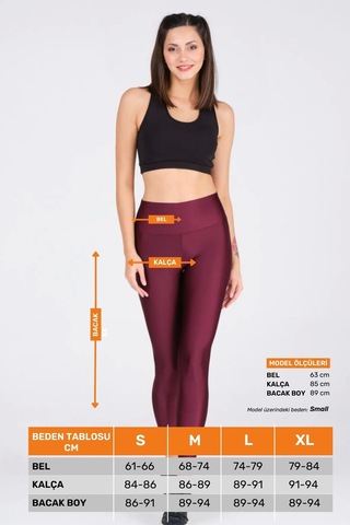 Enenstyle Fashıon Boutıque Kadın Konforlu Yeni Sezon Sporcu Modeli Yazlık Spor Taytı Fitness Gym Training Parlak Spor Tayt Bordo