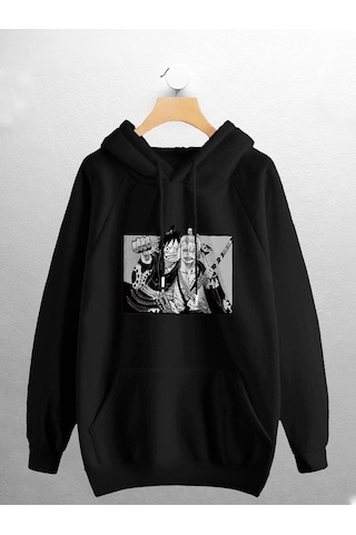 Macklin Unisex Kadın Erkek One Piece Luffy Ve Zoro Anime Karakter Baskılı Sweatshirt Siyah Mck0780 Siyah