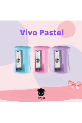 3 Adet Tek Delikli Kalemtıraş Pastel Renklerde
