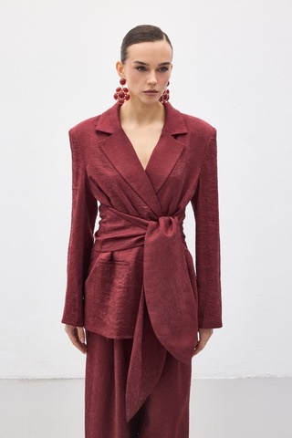 Sateen Freya Ceket - Bordo-137137 Bordo