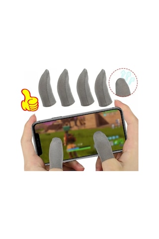 N1 Gümüş Fiber Ultra Hassas Kaydırmaz Nefes Alan E-spor Pubg Oyun Parmak Eldiveni + Taşıma Kutusu