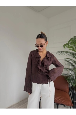Keymoda Kadın Kahve Gömlek Kahverengi