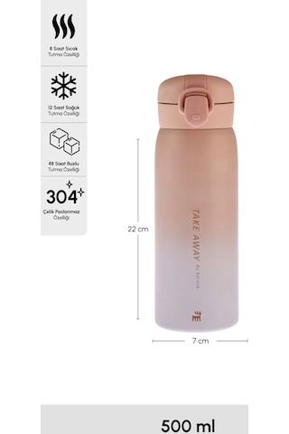 Karaca Skyfall Çelik Sızdırmaz Termos Pembe 500 ml