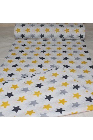 Pamuklu Nevresimlik Kumaş 100 240 Cm Sarı Yıldız Desenli Metrelik Çarşaf Yastık Ev Tekstil Kumaşı Sarı