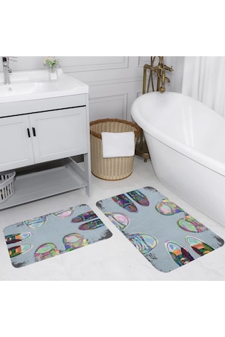 Eliana Home Dijital Baskılı 2'li Banyo Paspas Takımı Lna5127 Mavi
