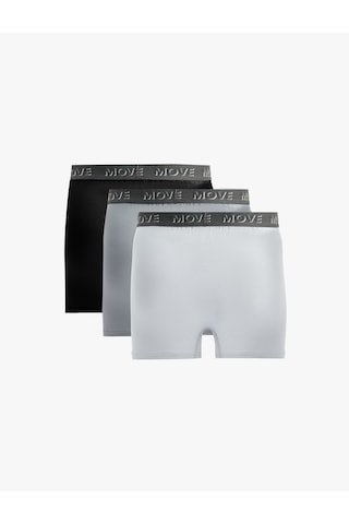 Koton Regular Fit Baskılı Bel Detaylı Pamuklu 3'lü Boxer Seti Siyah 6slm90038mk