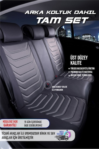 Volkswagen T-roc Lüx Deri Oto Koltuk Kılıfı Ön Arka Takım Antalya Serisi Füme