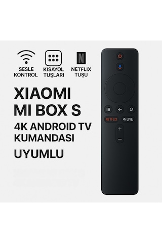 Polham Xiaomi Mi Box S 4k Android Tv Uyumlu Bluetooth Kumanda, Netflix Tuşlu Mi Box S 4k Kumanda