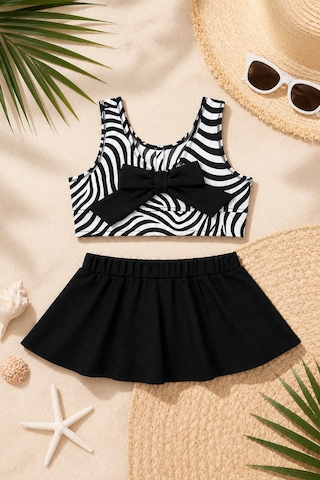 Beniizle Fırfırlı Kız Çocuk Mayo Bikini Takım Siyah