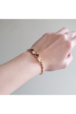 Bz 316l Çelik Rose Baget Taşlı Spor Kelepçe Blz-470 Rose Gold