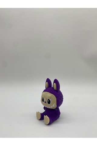 Oturan Dekoratif Labubu Figürü, 3d Baskı, Mor
