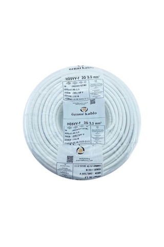 15 Metre 3x2,5 Ttr H05vv-f Beyaz Öznur Kablo