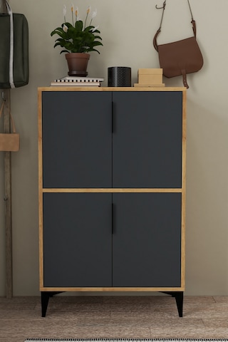 1403 Ada Ayakkabılık 4 Raflı 4 Kapaklı Çok Amaçlı Dolap Kiler Safir Antrasit Antrasit - Safir