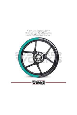 Motosiklet Jant Şeridi Jant Sticker Yarım Kaplama Daire 17-18 İnch Jant Motor Uyumlu Turkuaz