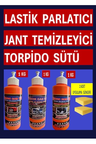 4 Lü Set Jant Temizleyici - Lastik Parlatıcı - Torpido Sütü - 2 Adet Sünger