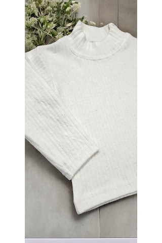 Yarım Boğazlı Kız Çocuk Body Krem