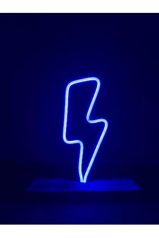 Şimşek Figürlü Mavi Neon Gece Lambası Çok Renkli