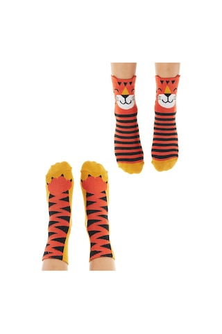 Denokids Kaplan Erkek Çocuk 2'li Soket Çorap Takım Çok Renkli