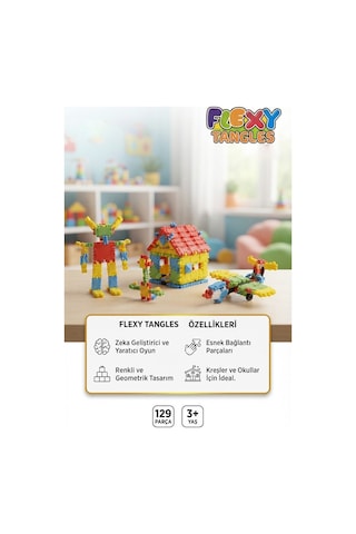 129 Parça Flexy Tangles Eğitici Ve Psikomotor Gelişimi Destekleyici Eğlenceli Oyun Seti