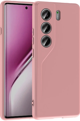 Tecno Camon 40 4g Kılıf Kadife Iç Yüzey Yumuşak Dokulu Kamera Korumalı Ince Silikon Kapak Mara Pembe