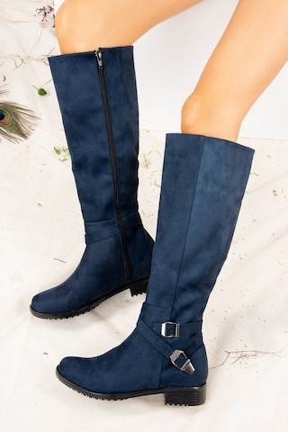 Fox Shoes Lacivert Süet Kadın Çizme E726203402