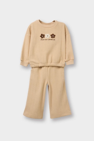 Defacto Kız Bebek 2li Takım Çiçekli Sweatshirt Eşofman Altı G5092a525wner120 Ekru-er120
