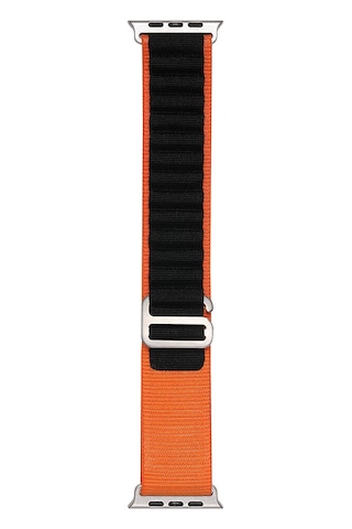 Ekılıf - Apple Uyumlu Watch Ultra 49mm - Kordon Hasır Kordon Band-74 - Siyah-turuncu