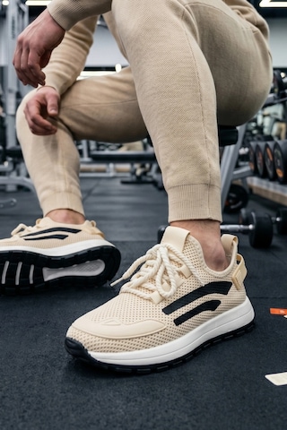 In Step Stratomesh Krem Kalın Tabanlı Erkek Spor Ayakkabı Rahat Günlük Sneaker
