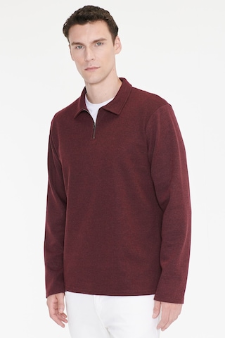 Ac&Co / Altınyıldız Classics Erkek Bordo Pamuklu Standart Fit Normal Kesim Polo Yaka Sweatshirt
