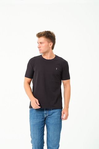 Erkek Basic Göğüs Nakış Detaylı Standart Fit Normal Kesim %100 Pamuk T-shirt Gri Melanj