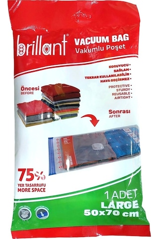Brillant Vakumlu Hurç, 3lü Set, Large Boy 50x70 Şeffaf