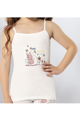 Kota 3408 Kız Çocuk Renkli Baskılı İp Askılı Atlet 12 Adet 001