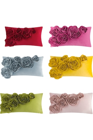 3d Çiçek Yastık Kılıfı Dekoratif El Yapımı Çiçek Yastık Kılıfı Yumuşak Kadife Yastık Kılıfı Yatak İçin Bel Yastığı Oturma Odası Sandalye Kanepe Dekoru Şamları 30cm 50cm Diğer