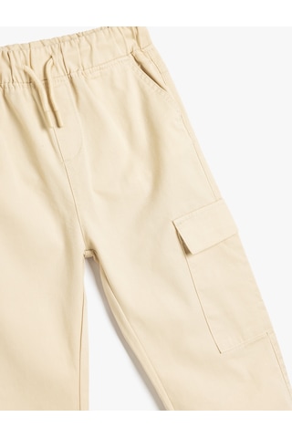 Koton Jogger Kargo Pantolon Beli Lastikli Cep Detaylı Pamuklu Ekru 5skb40054tw Ekru