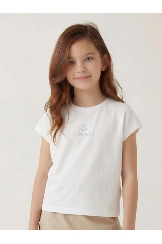 Xo Kids Kız Çocuk Tişort 8-14 Yaş 38302 Ekru - Gri