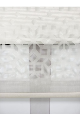 Bbb Lazer Kesim Çift Mekanizmalı Tül Stor Perde Krem Mlt5004 001