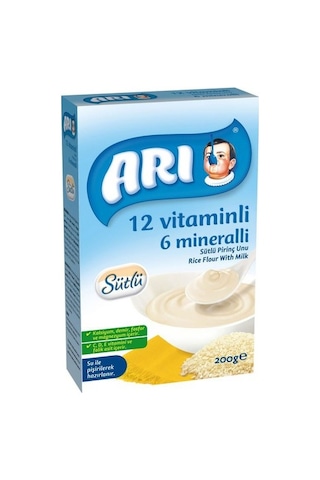 Arı 12 Vitaminli 6 Mineralli Sütlü Pirinç Unu 200 G Arı 12 Vitaminli 6 Mineralli Sütlü Pirinç Unu 200 G