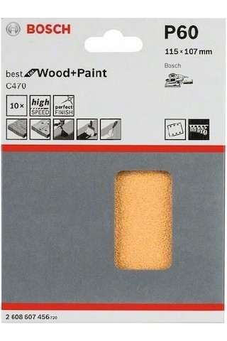 Bosch Best for Serisi Ahşap Zımpara 115 x 107 mm 60 kum 6 Delik -2608607456