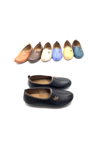 Derilax Hakiki Deri Hac Umre Tavaf Patiği Ve Ev Ayakkabısı Siyah