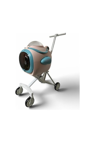 Ewox Astronot Model Fanlı Evcil Hayvan Taşıma Arabası P50-p - Pembe Turkuaz