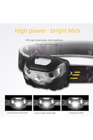 Teltree Fishing Odaklı Entegre Sensörlü Led Baş Feneri - 5w 1200mah Li-pil, 10 Saat Süreç, 100-200m Mesafe, El-işsiz Kullanim Beyaz