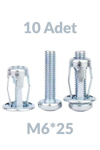 M6x25 10 Adet Sac Arkası Açılır Somun Çiçek Perçin Somunu - Kriko Ankraj Fener Tipi Genleşme Vidası M6